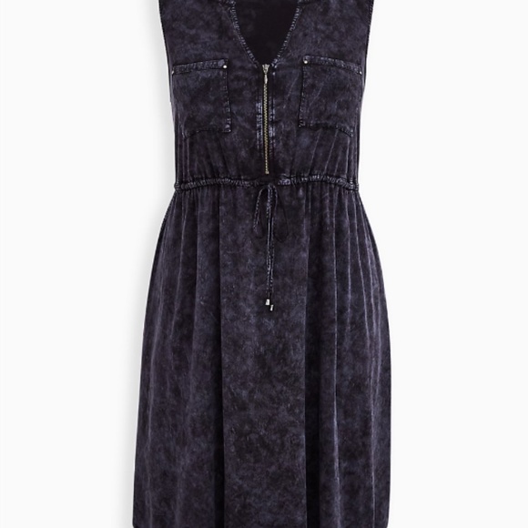 MINI CHALLIS ZIP-FRONT SHIRT DRESS - Picture 4 of 5